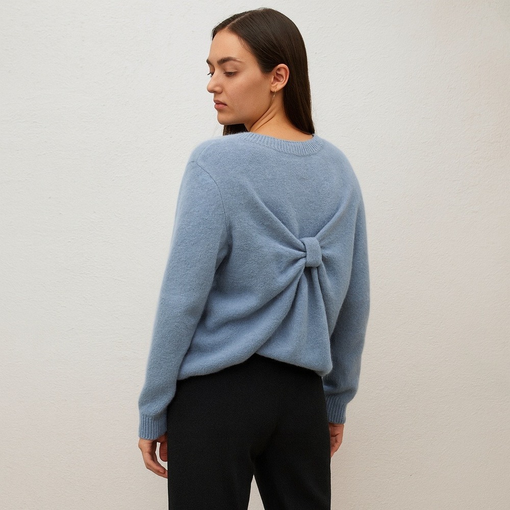 COS Light Blue Crewneck Sweater with Back Knot